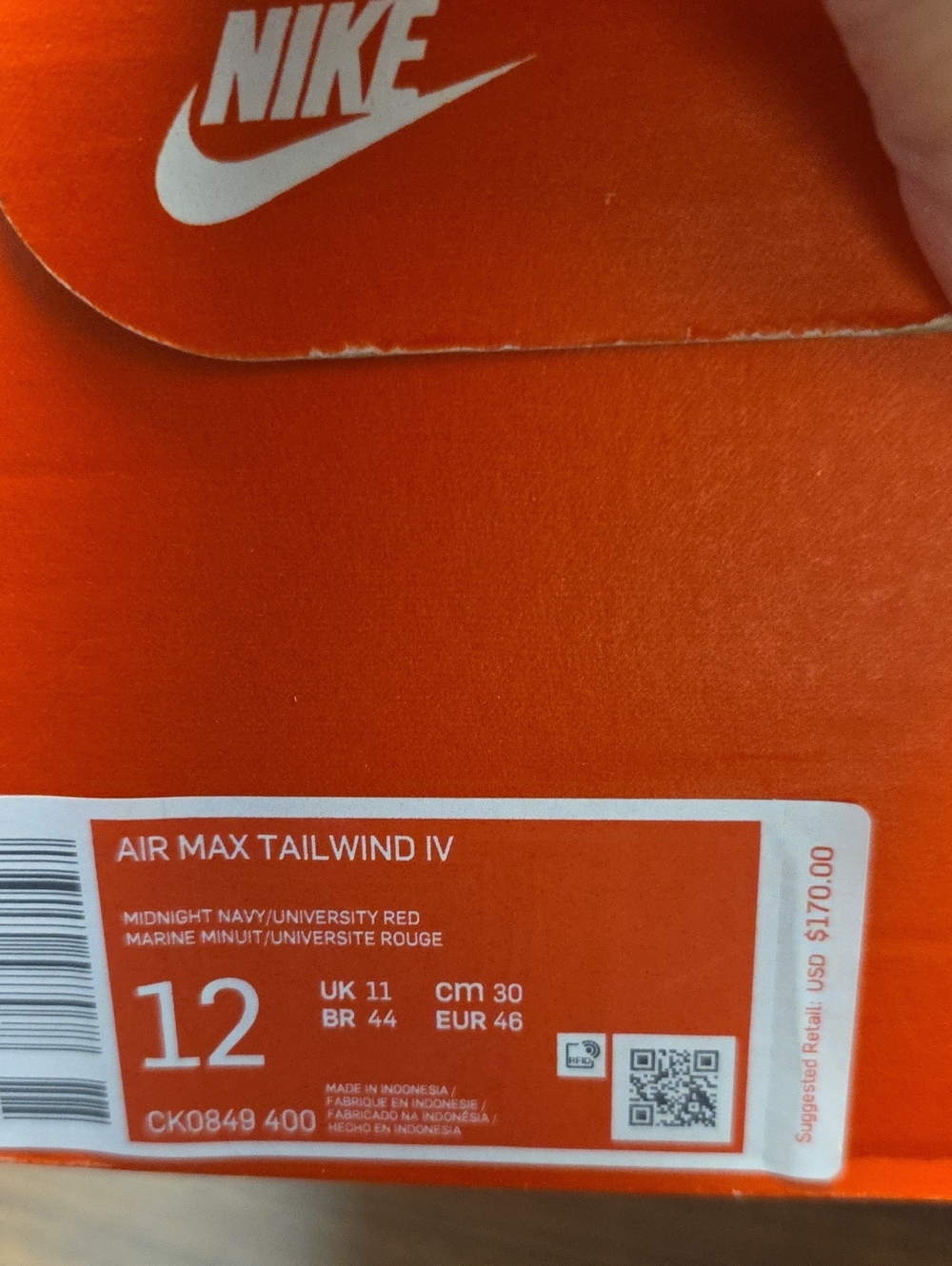 Nike Air Max Tailwind 4 'USA' CK0849-400 Men's 12 - Picture 11 of 11